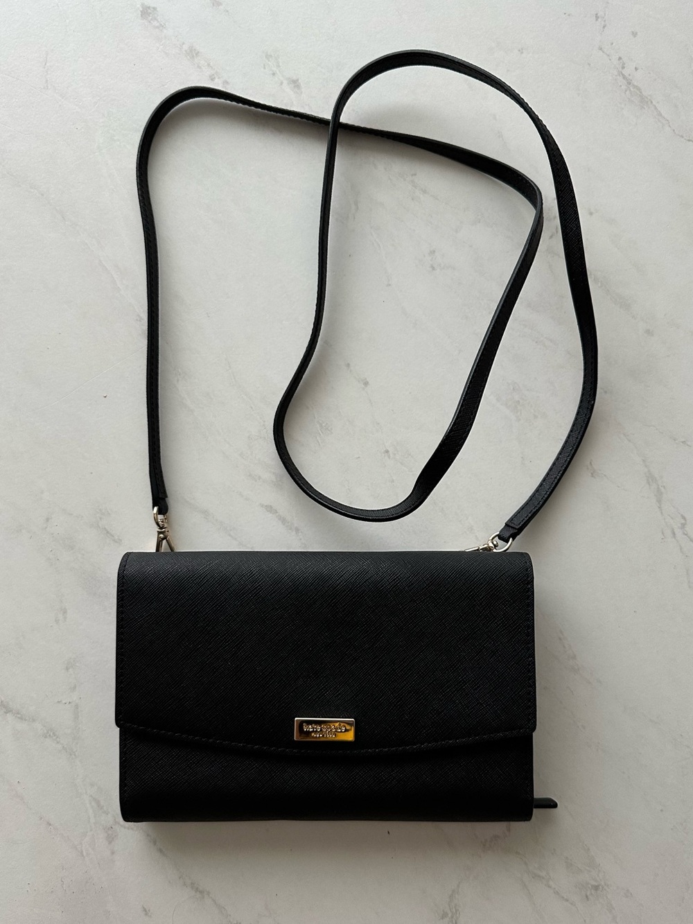 kate spade Black Crossbody Wallet on Chain with Gold Accent